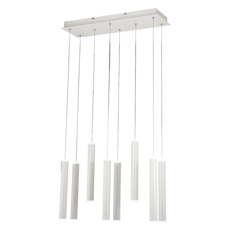 Lampa wisząca Fabas Luce Prado 8-punktowa - 52W ściemnialna dioda LED - matowa biel, design liniowy