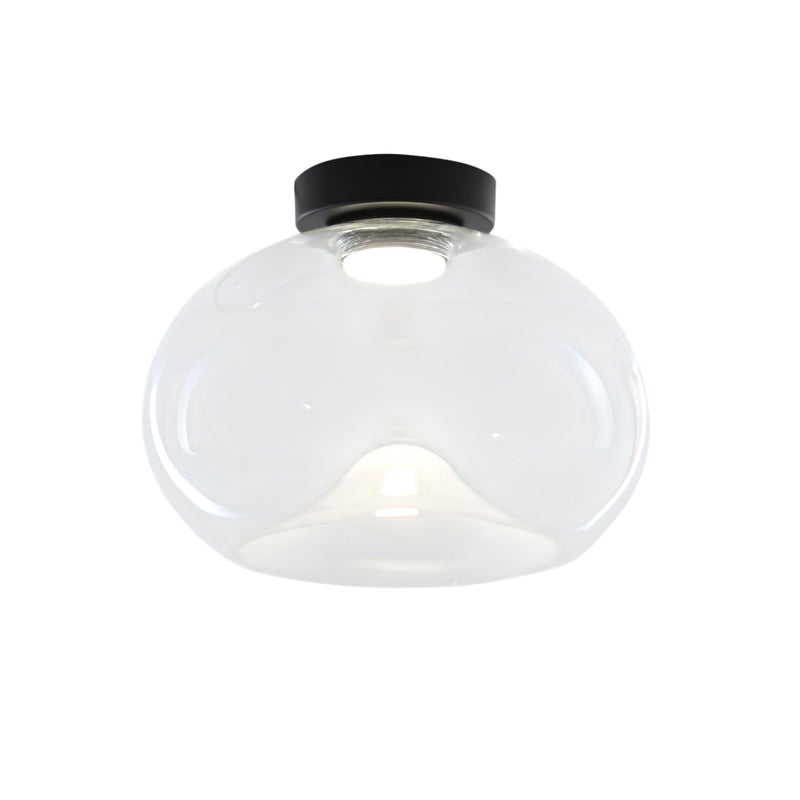 Brena - Okrągła lampa sufitowa z wbudowanym oświetleniem LED Fabas Luce - ściemnialna lampa ścienna LED 19W - Przezroczysta wklęsła