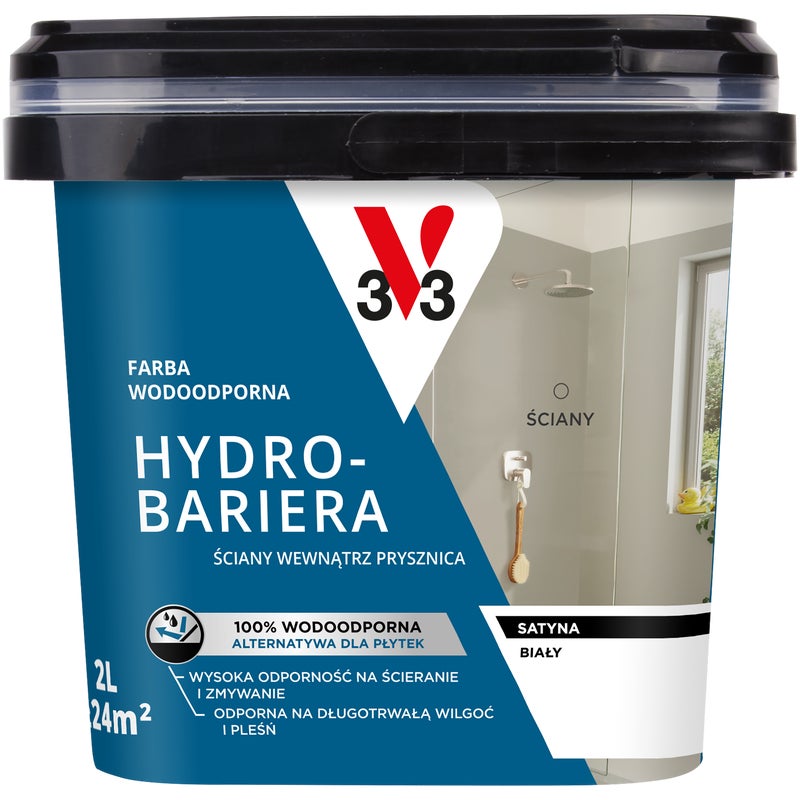 Farba wodoodporna Hydrobariera 2 l Biały Satynowy V33