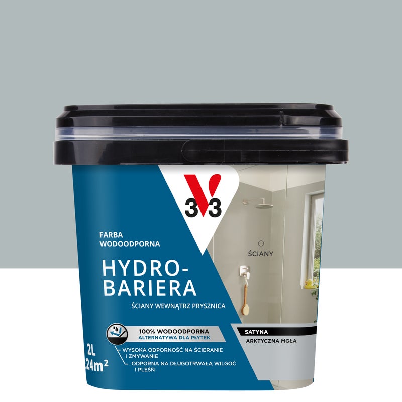 Farba wodoodporna Hydrobariera 2 l Arktyczna mgła Satynowy V33