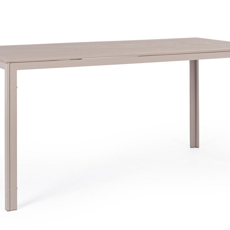 Stół stalowy z blatem HDPE z efektem słojów drewna, 156X78 Dove Grey