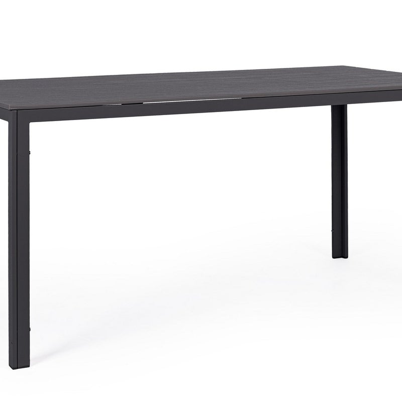 Stół stalowy z blatem HDPE z efektem słojów drewna, 156X78 Antracyt