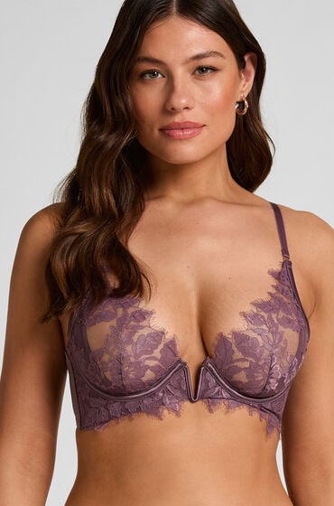 Hunkemöller Malou Biustonosz Usztywniony Bez Wkładek - Koronkowa Bielizna Fioletowy