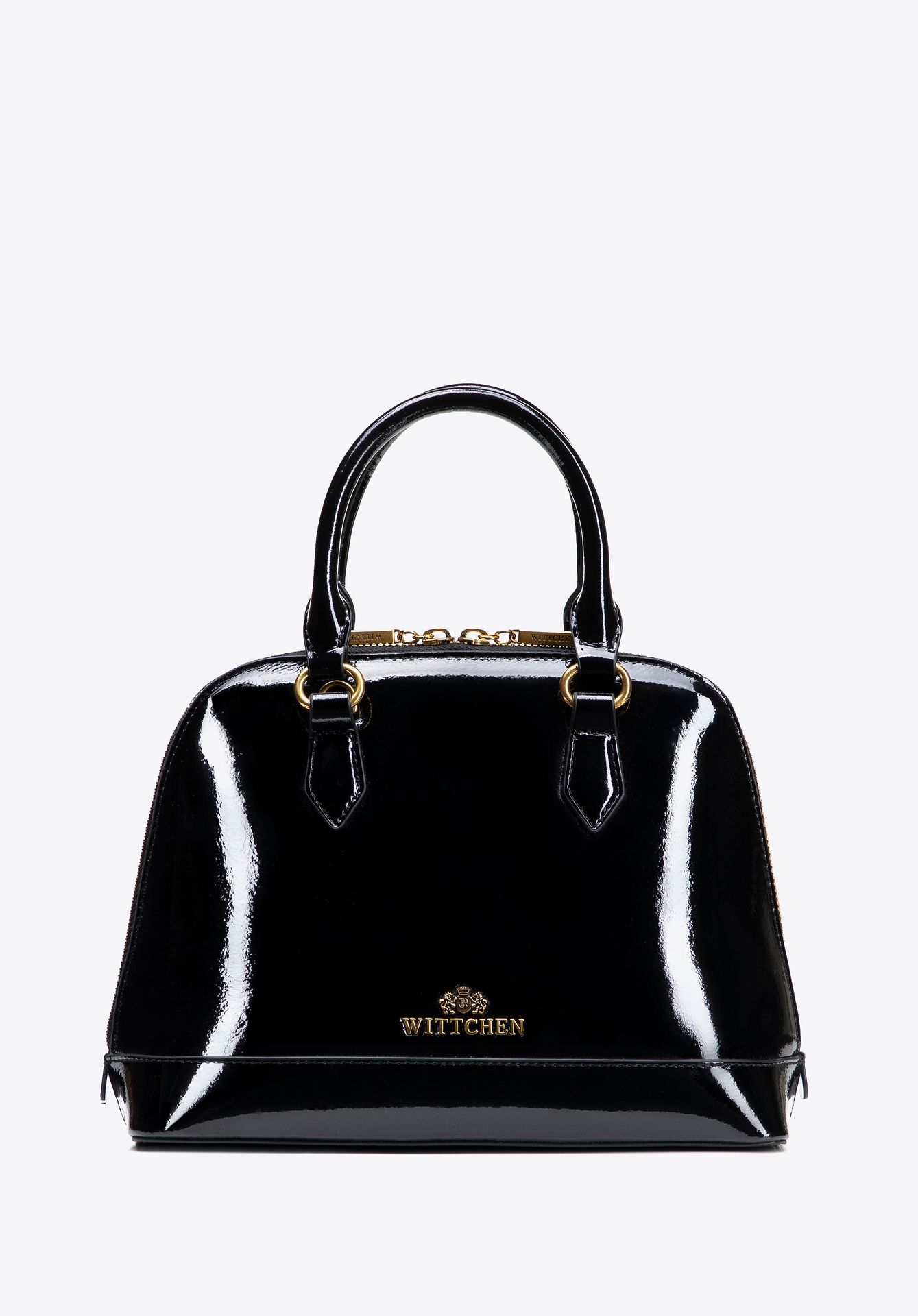 Elegancki kuferek ze skóry lakierowanej czarny