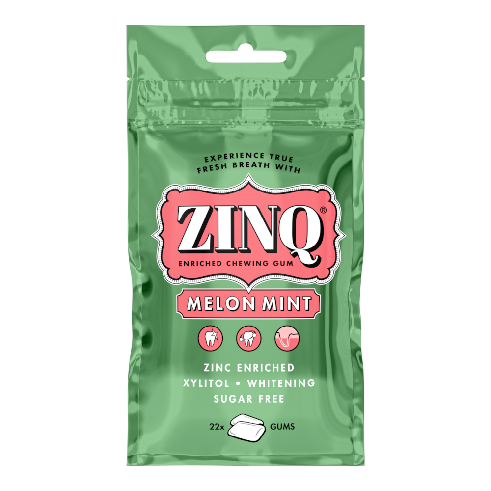 ZINQ MELON Mint 22szt. - gumy do żucia z cynkiem i ksylitolem o smaku mięty i melona