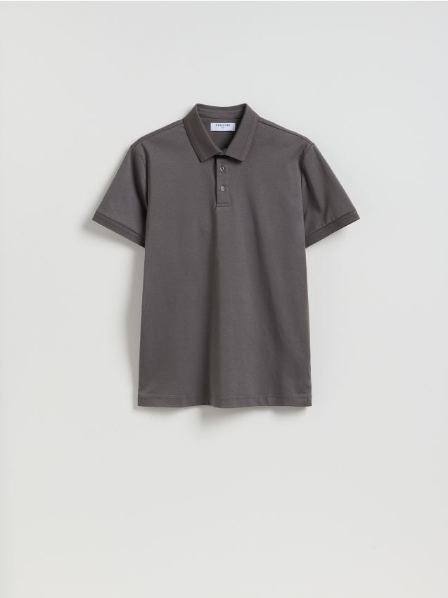 Reserved - Bawełniana koszulka polo slim - ciemnoszary