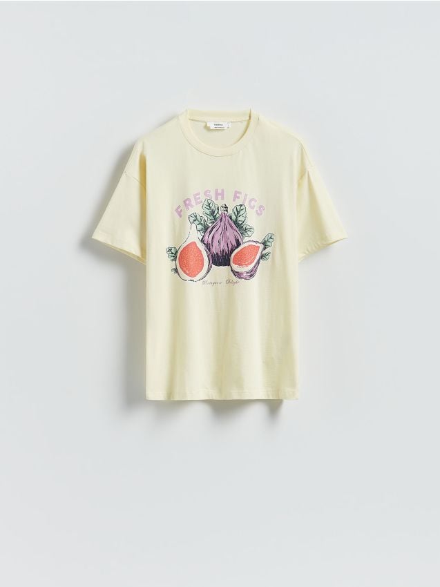 Reserved - T-shirt z nadrukiem - jasnożółty
