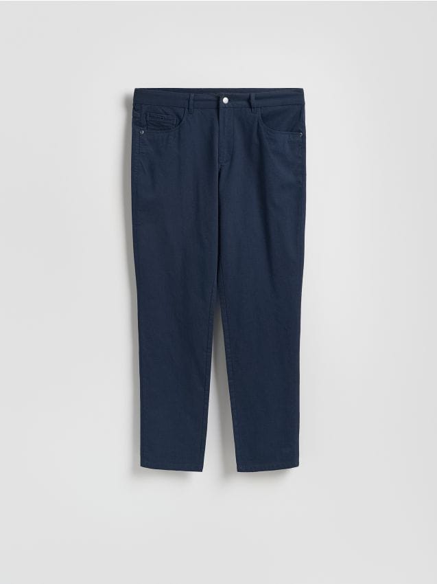 Reserved - Bawełniane spodnie slim fit - granatowy