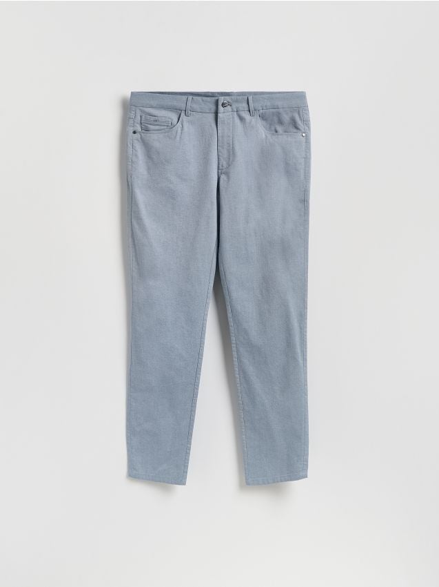Reserved - Bawełniane spodnie slim fit - granatowy