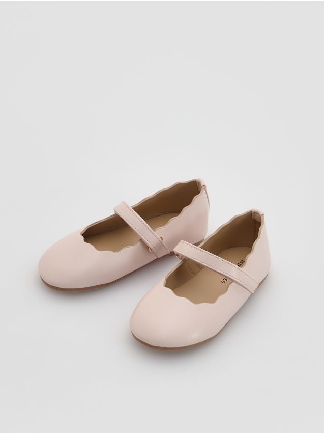 Reserved - Baleriny z imitacji skóry - pastelowy róż