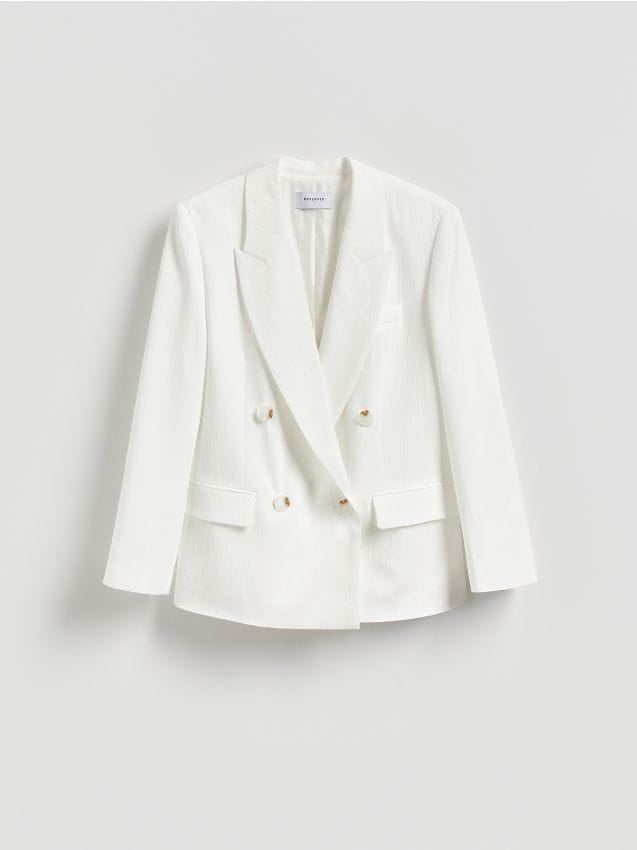 Reserved - Marynarka z wiskozą - biały