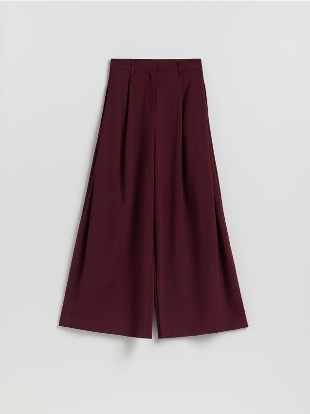 Reserved - Spodnie z szerokimi nogawkami - bordowy