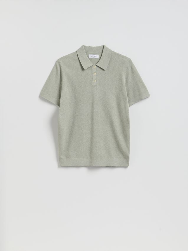 Reserved - Sweter polo z bawełną - jasnozielony