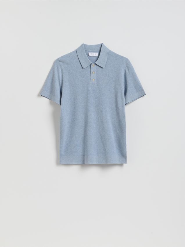 Reserved - Sweter polo z bawełną - jasnoniebieski