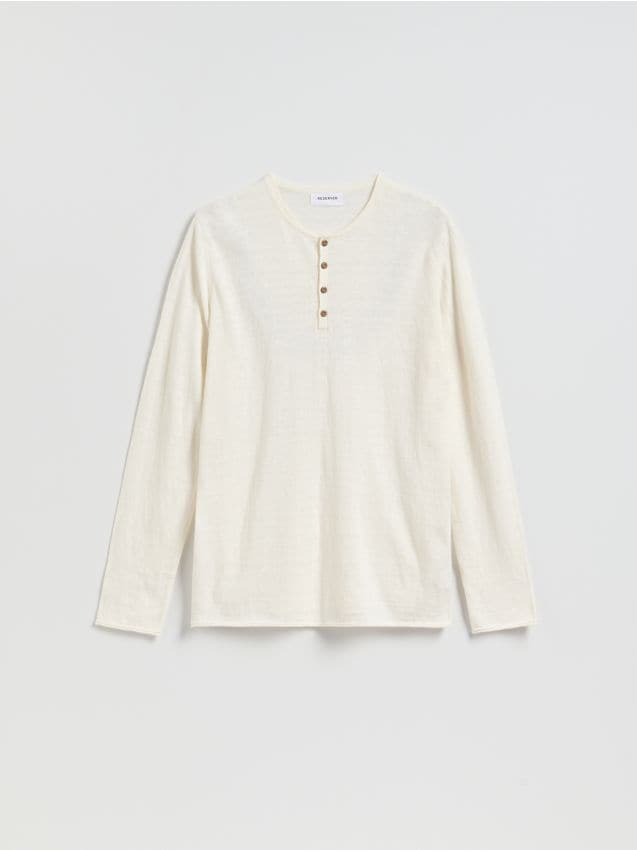Reserved - Sweter henley - złamana biel