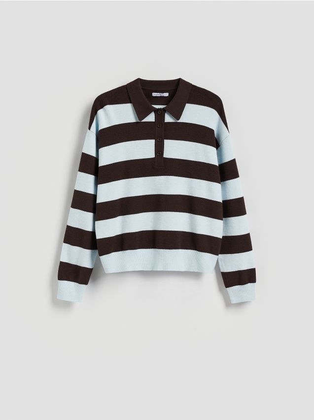 Reserved - Sweter w paski - jasnoniebieski