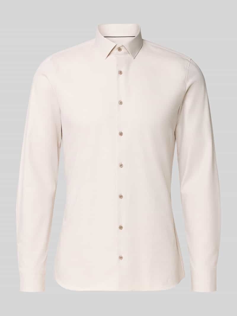 Super krój slim fit koszula biznesowa kołnierzyk kent nowoczesny gładka tkanina skośna (twill)