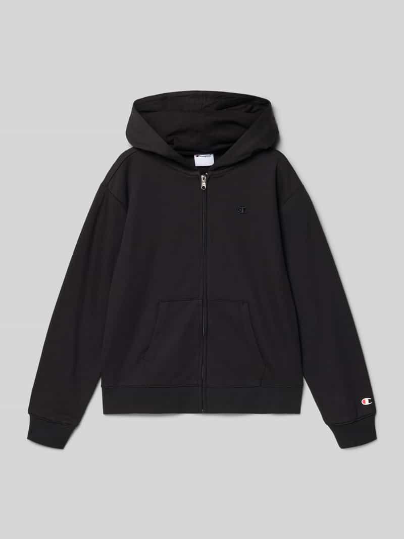 Bluza dresowa na zamek z detalem z logo w kroju regular fit