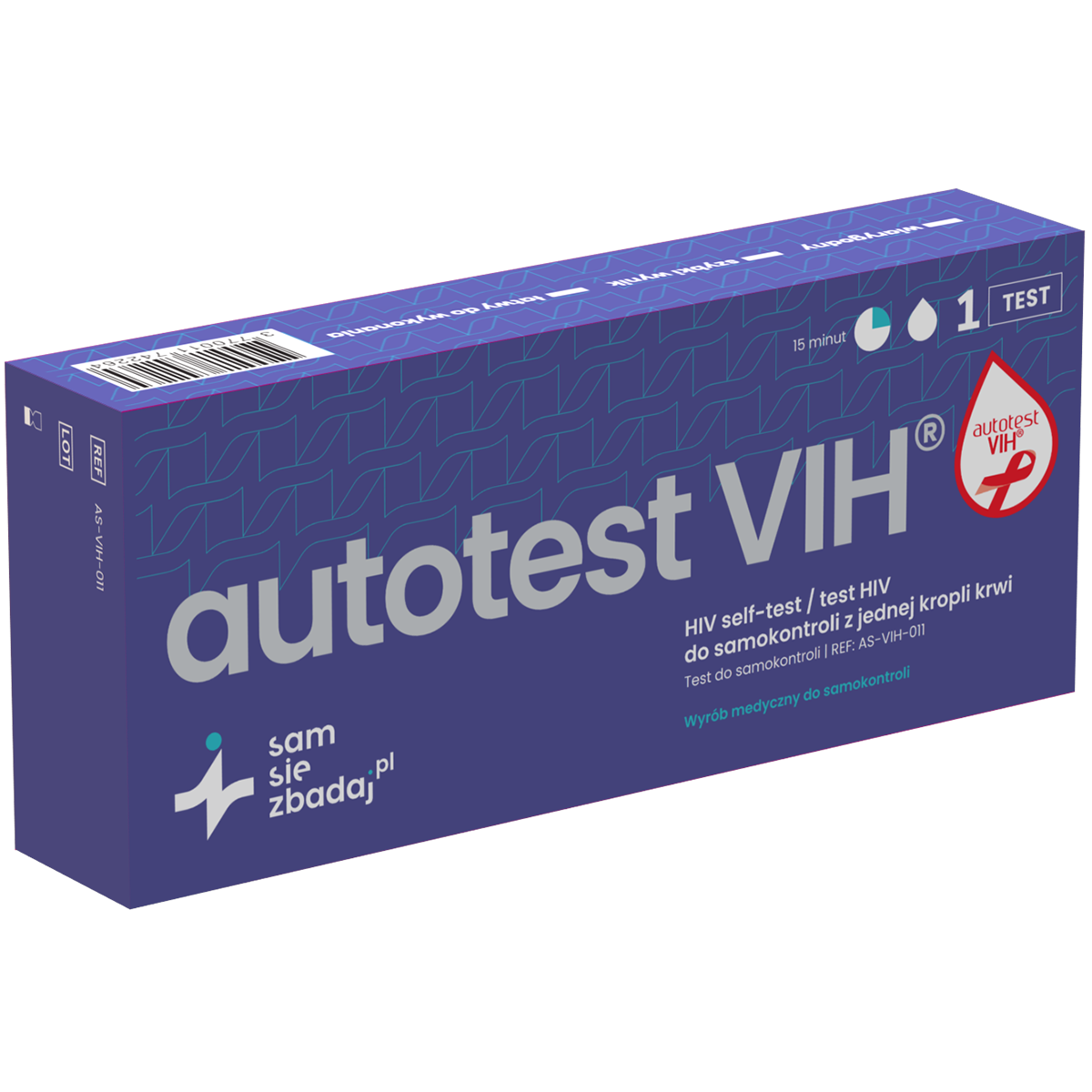 Sam się zbadaj Autotest HIV, test HIV do samokontroli w jednej kropli, 1 sztuka