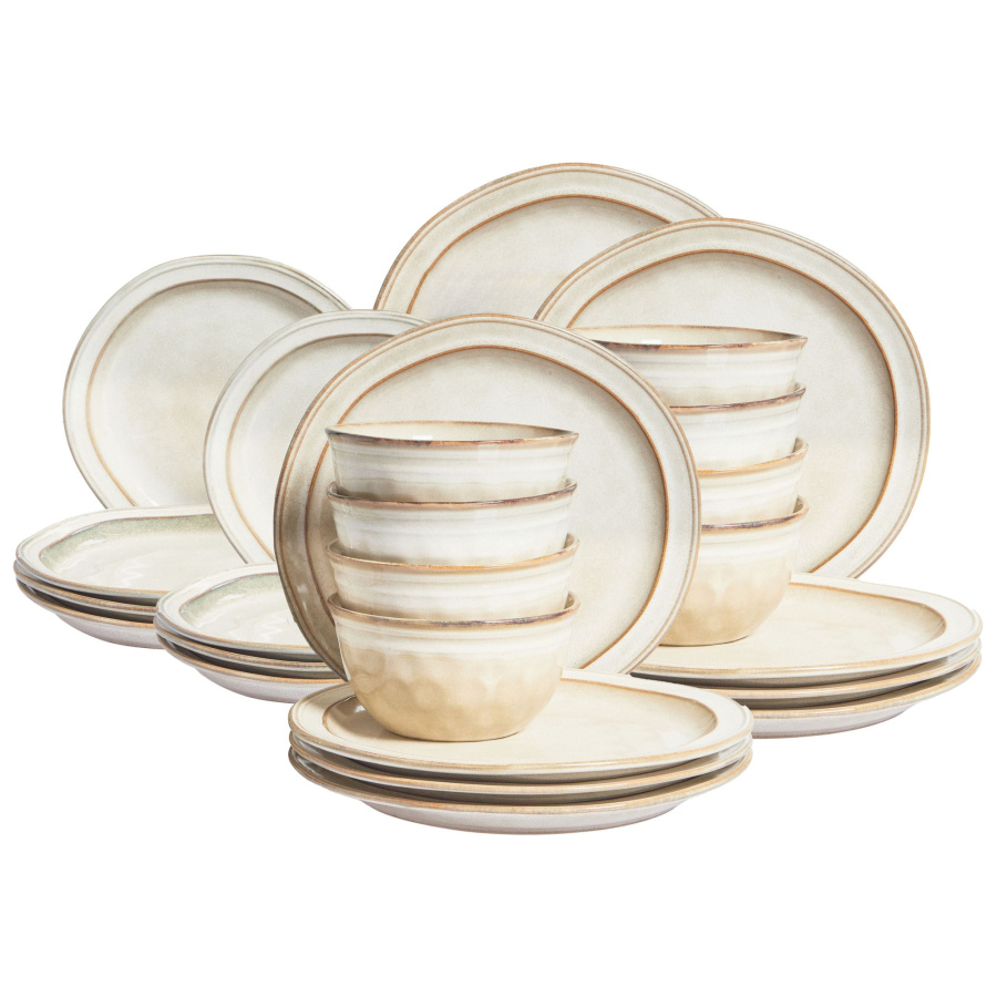 Zastawa stołowa 24-częściowa CHIVES Kamionka Jasnobeżowy B684193