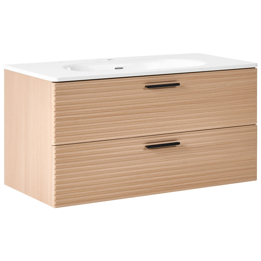 Szafka łazienkowa wisząca z umywalką ARAPA 100 cm Jasnobrązowy B669736