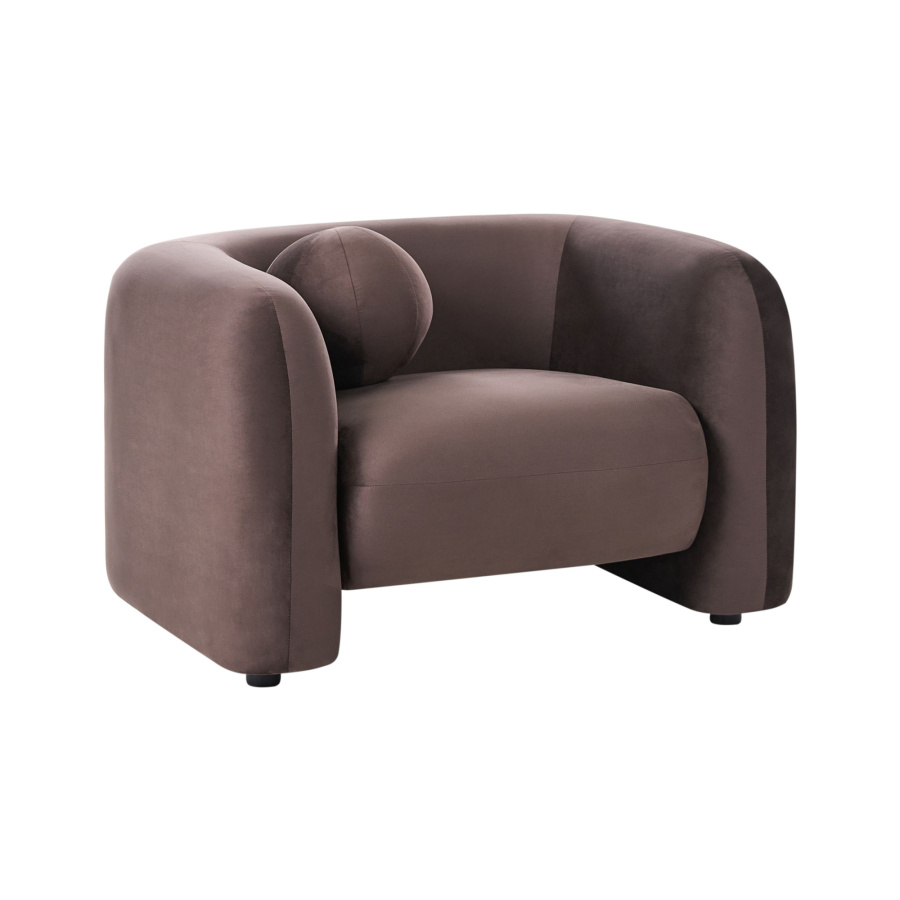 Fotel LEIREN Welur Ciemnobrązowy B680391