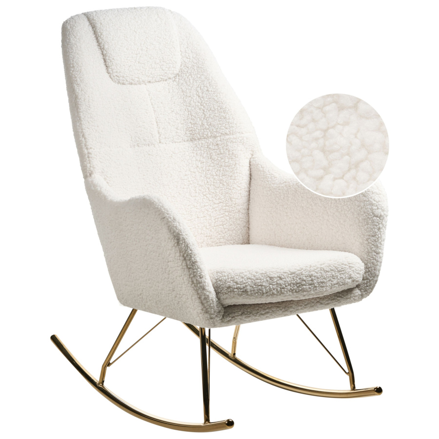 Fotel bujany GULSELE Boucle Złamana biel B658349