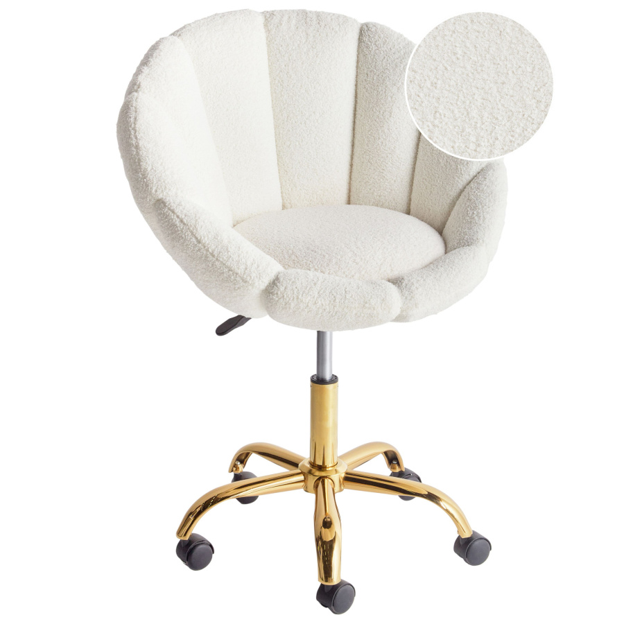 BLmeble Krzesło obrotowe ANNABELLE Boucle Biały B577104
