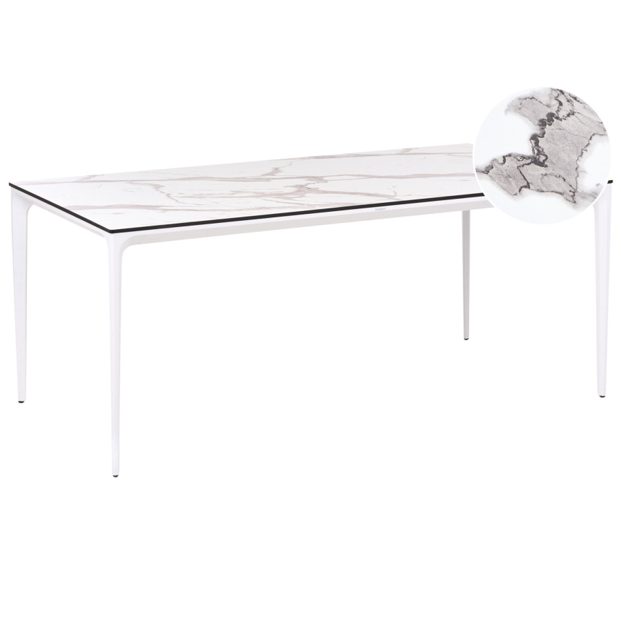 Stół ogrodowy SOVARETO 180 cm 90 cm Efekt marmuru Biały marmur B652009