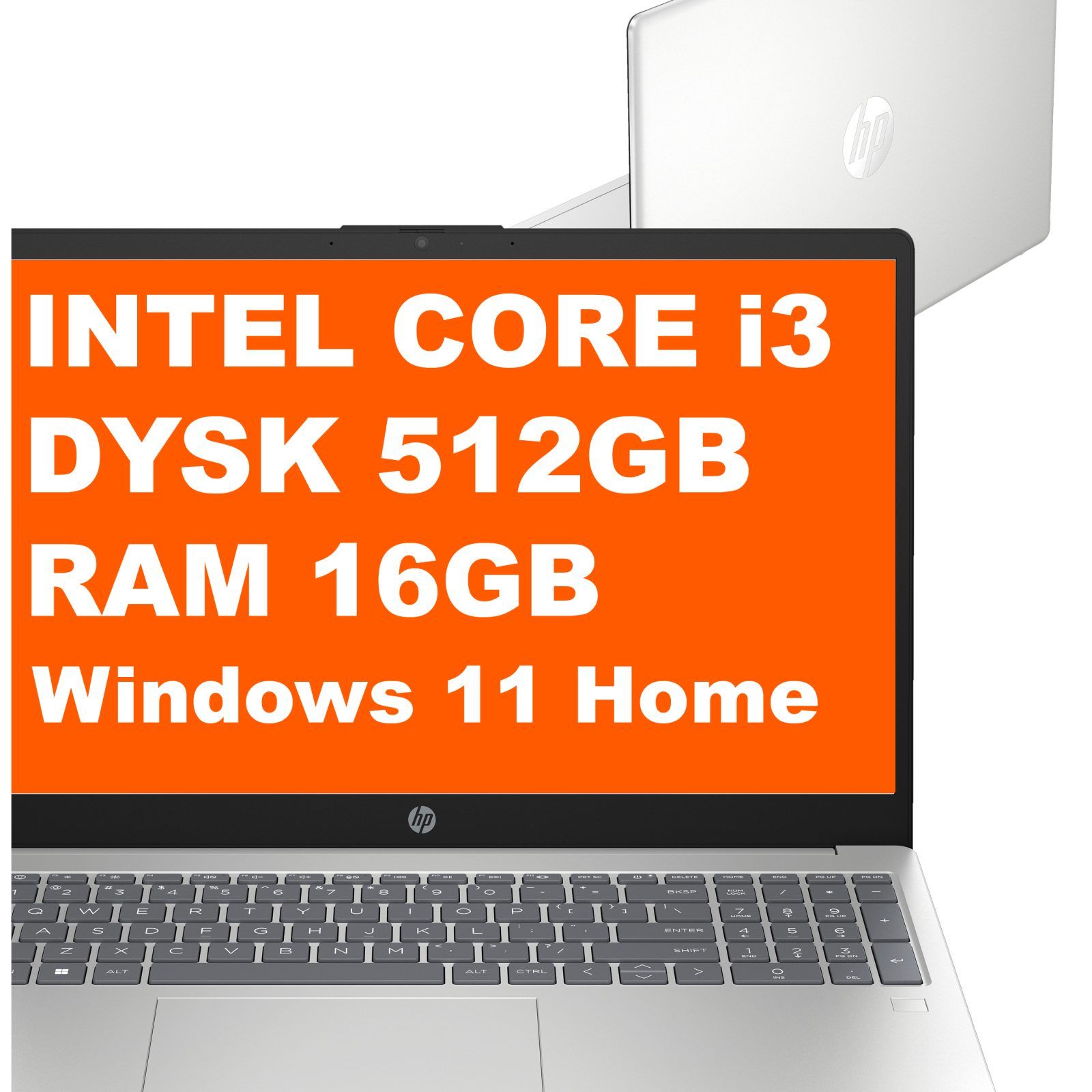 HP 15-fd0133wm / B4KT4UA / Intel i3 / 16GB / 512GB / Intel UHD / FullHD / Win 11 / Srebrny B4KT4UA_16GB_500SSD_W11