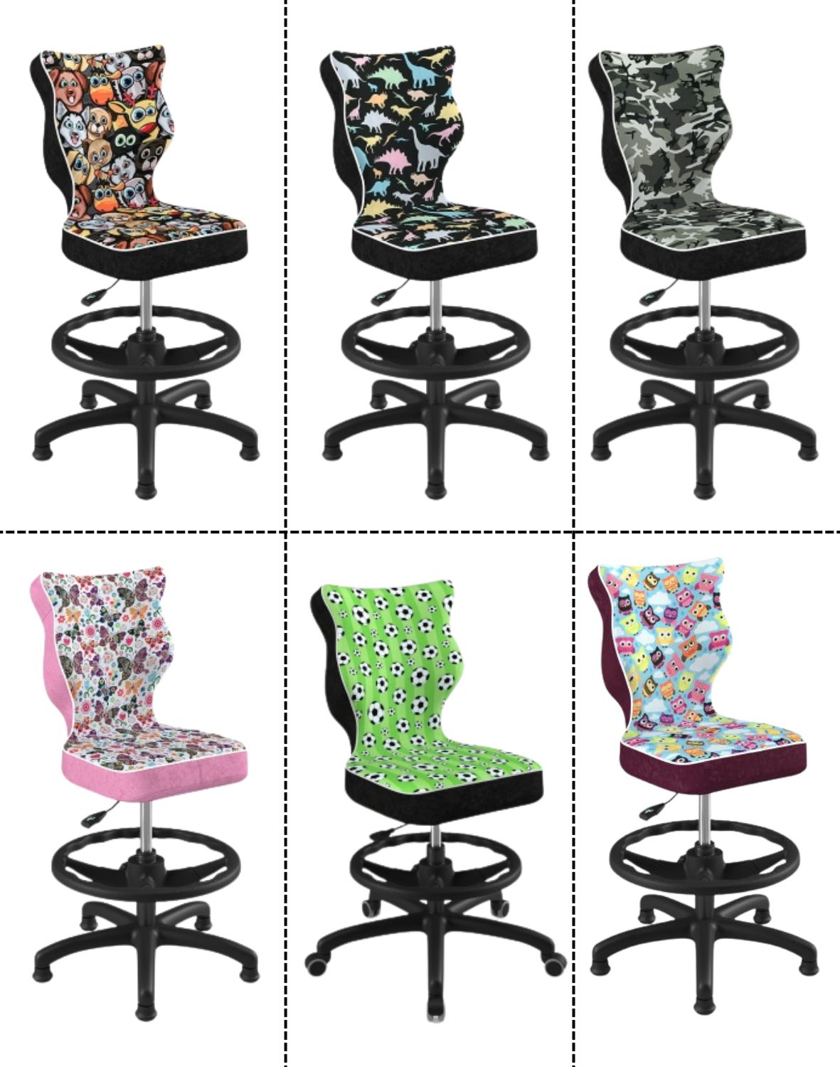 Krzesło dziecięce Petit z podnóżkiem 119-142 cm Czarna Podstawa