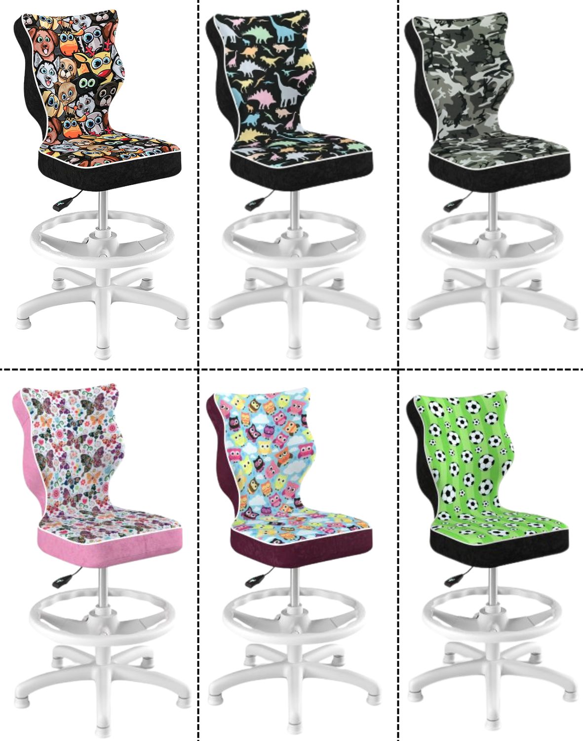 Krzesło dziecięce Petit z podnóżkiem 119-142 cm Biała Podstawa