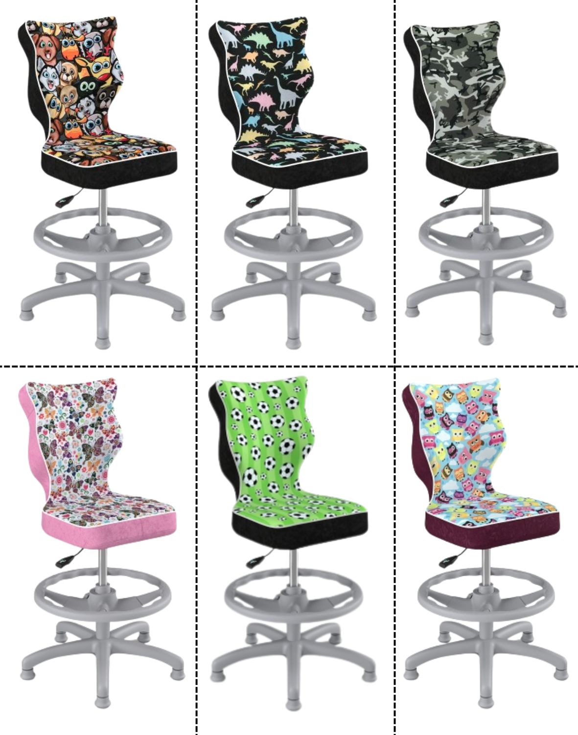 Krzesło dziecięce Entelo Petit z podnóżkiem 119-142 cm Szara Podstawa