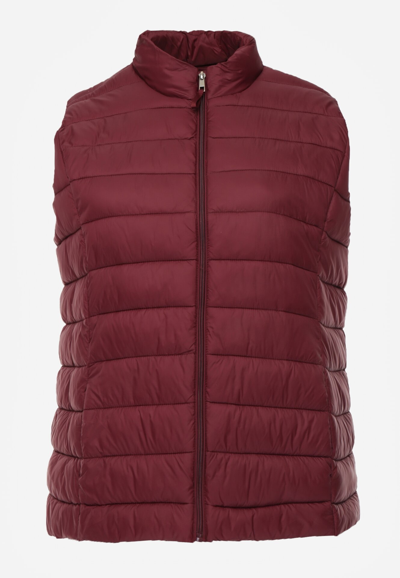 Bordowa Pikowana Kamizelka Przejściowa ze Stójką Edanwen