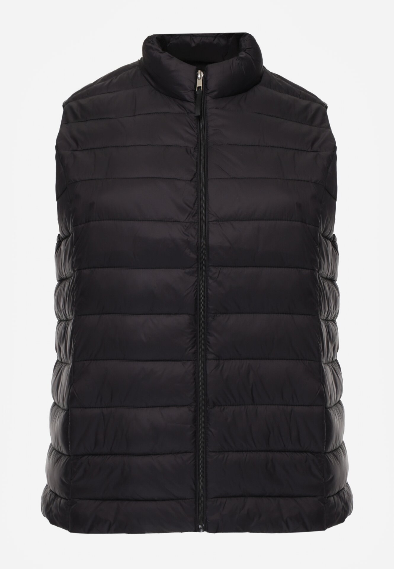 Czarna Pikowana Kamizelka Przejściowa ze Stójką Edanwen