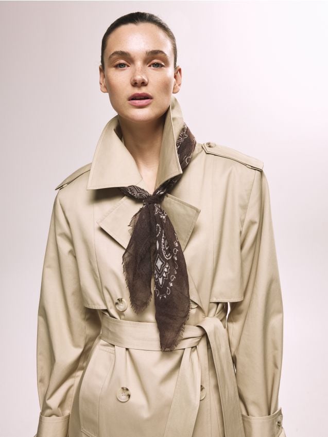 Reserved - Wzorzysta apaszka - brązowy