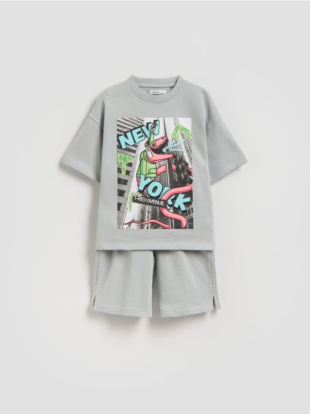 Reserved - Bawełniany komplet - jasnoszary