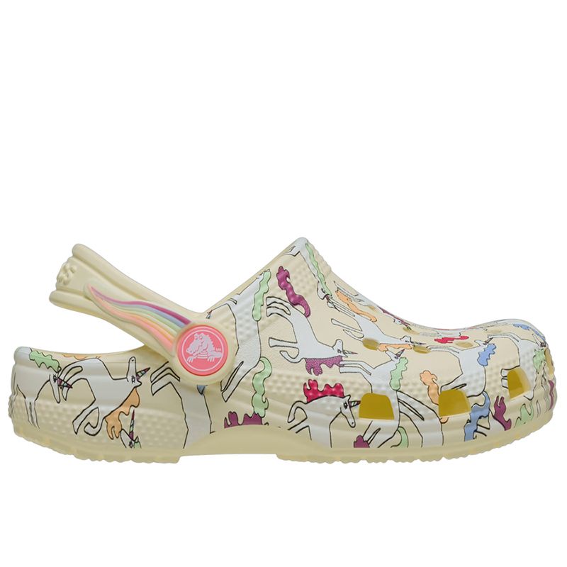 Klapki młodzieżowe Crocs Classic Unicorn Graphic Clog 212515-7CJ - beżowe