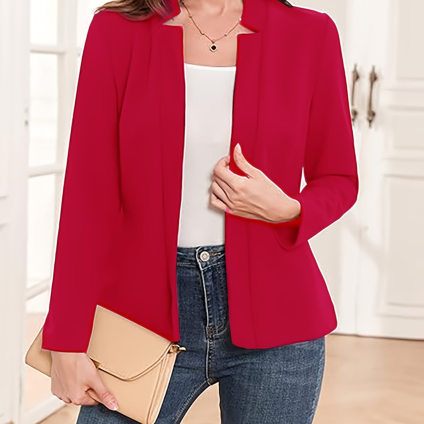 TEMU Europejska Moda Damska 2025 Długa Marynarka Mini Kardigan Garnitur