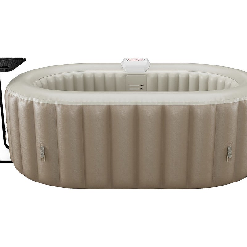 Dmuchane spa owalne 2-osobowe – dł. 190 x szer. 120 cm x wys. 65 cm – 90 dysz powietrza – Taupe i beżowe – B-LUCKY