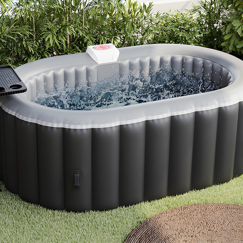 SPA dmuchane owalne 2-osobowe - Dł.190xSzer.120xWys.65cm - 90 dysz powietrznych - czarny - B-LUCKY