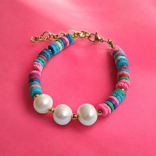 SUMMER COLLECTION : bransoletka : PERŁY i lawa