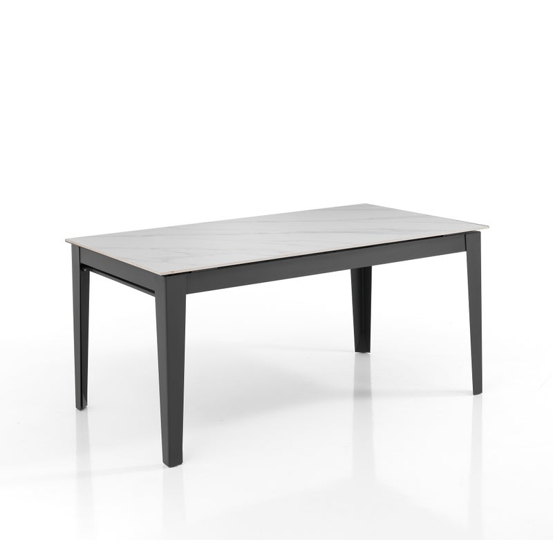 Stół rozkładany GREAT WHITE MARBLE – matowa szara stal, ceramika z białego marmuru, wys. 76 cm, szer. 160/220/280/340/400 cm, 8/16 miejsc, do jadalni