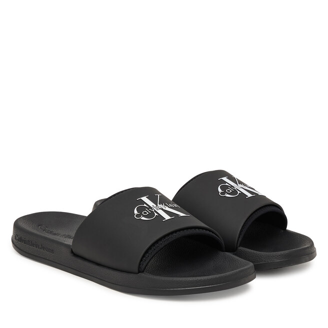 Klapki Calvin Klein Ess Slide Rubber Neoprene HM0HM02229 Czarny