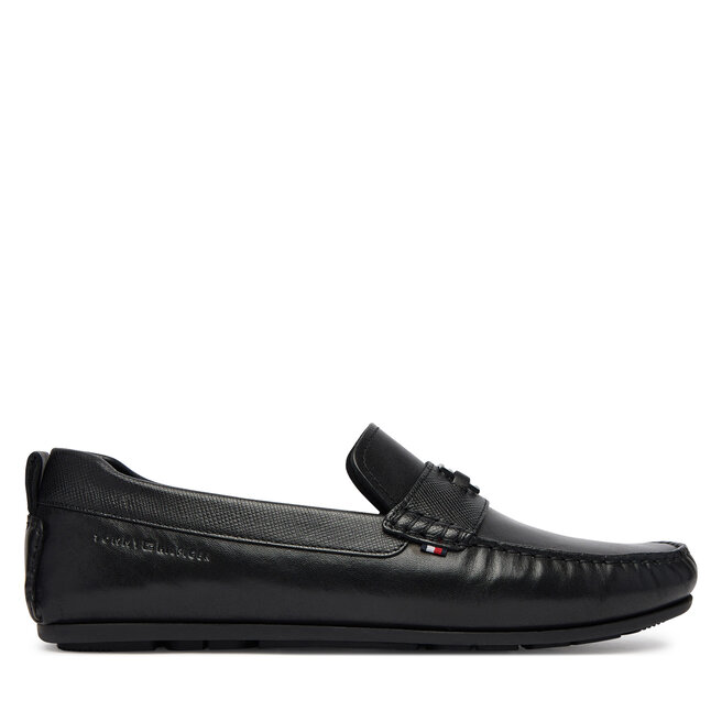 Mokasyny Tommy Hilfiger Hardware Lth Driver FM0FM05855 Czarny
