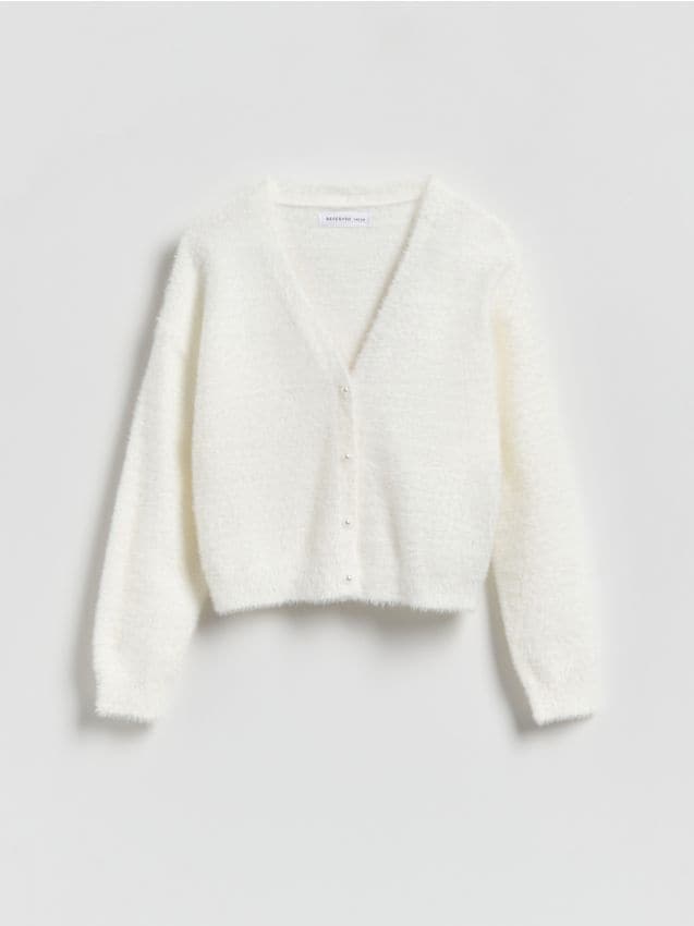 Reserved - Dzianinowy kardigan - biały