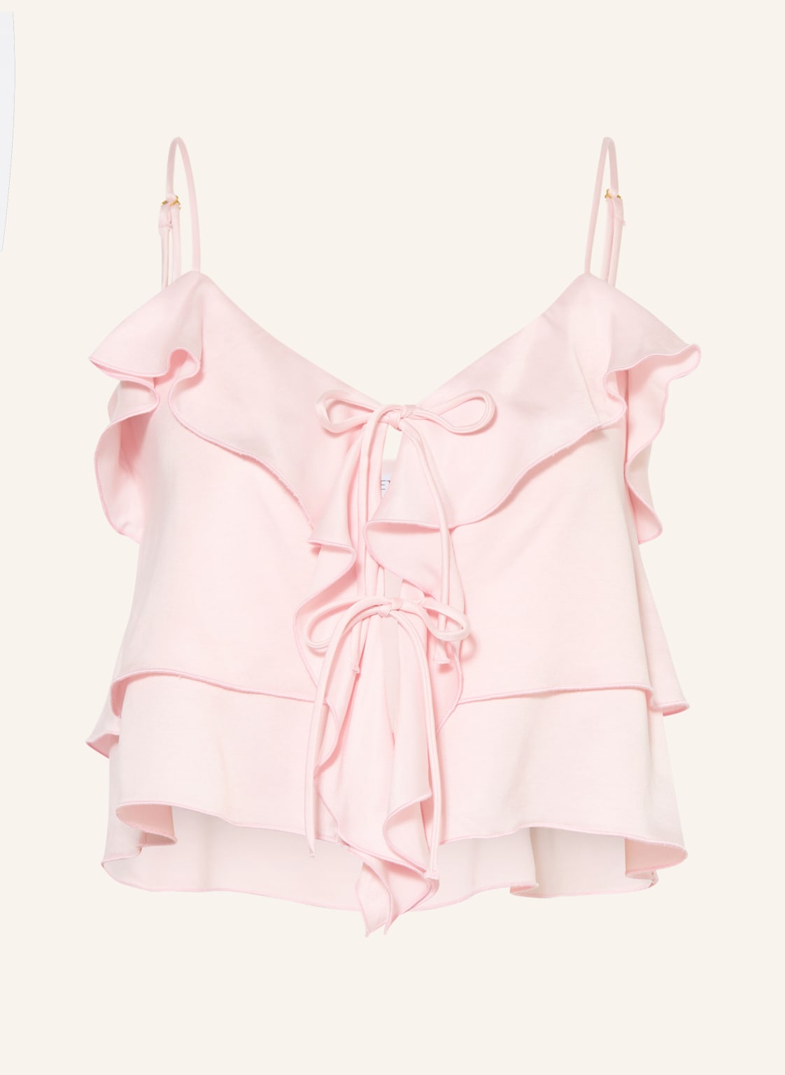 Ninety-9 Krótki Top Romantic Z Falbanami rosa