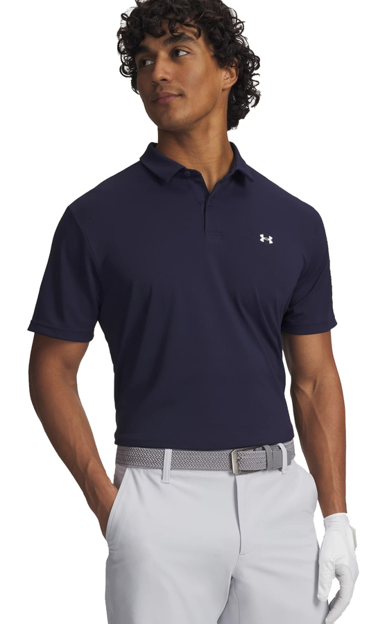Koszulka męska polo UNDER ARMOUR Tee To Green Pique Polo granatowa