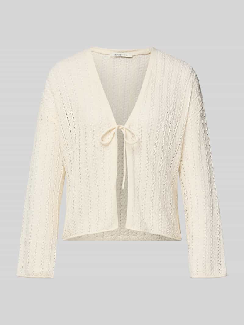 Kardigan rozpinany o kroju regular fit z ażurowym wzorem