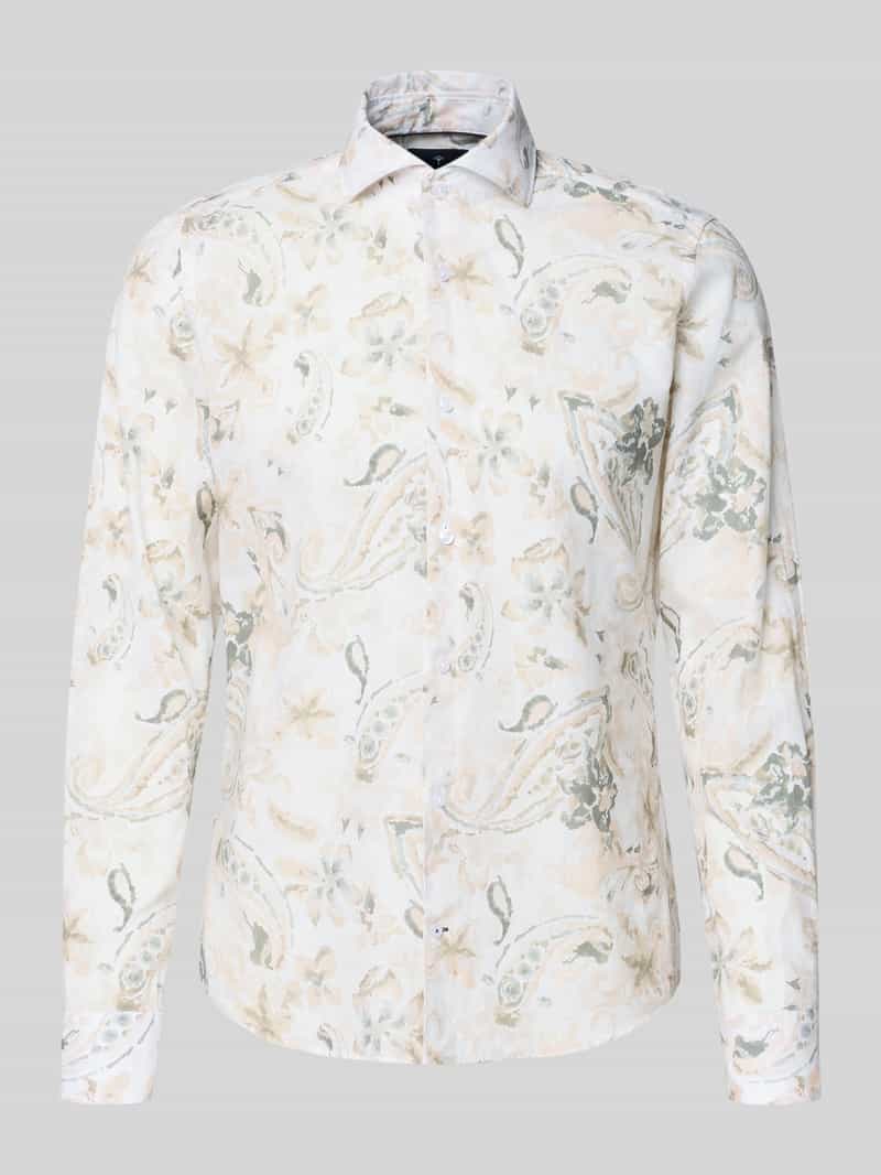 Koszula o kroju slim fit biznes z mieszanka lnu Model 'Pai'